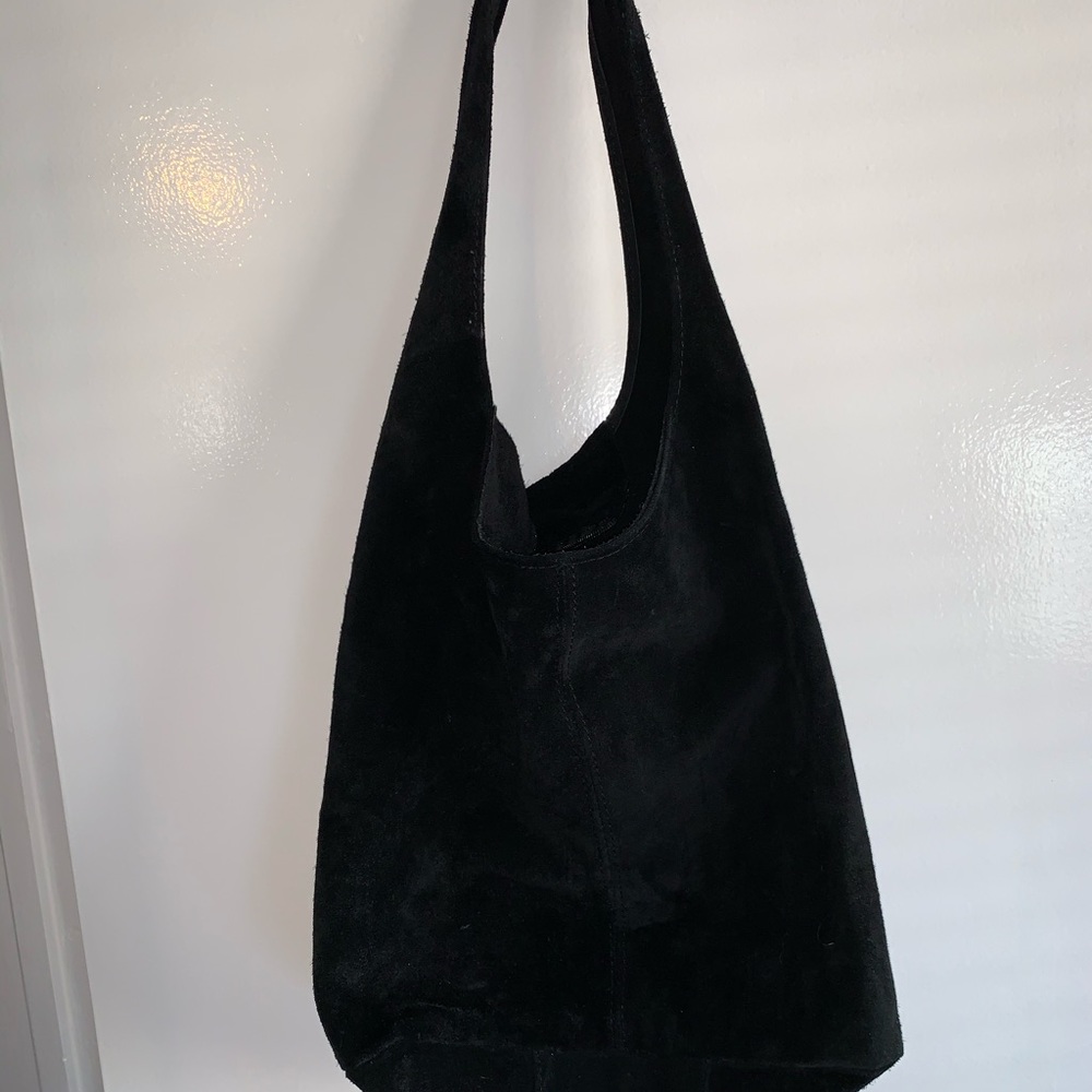 Black suede hobo purse